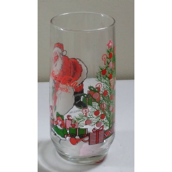 Coca-Cola Classic Santa Claus 9" Drinking Glass McCory Stores Inc Water Tumbler - Picture 4 of 5